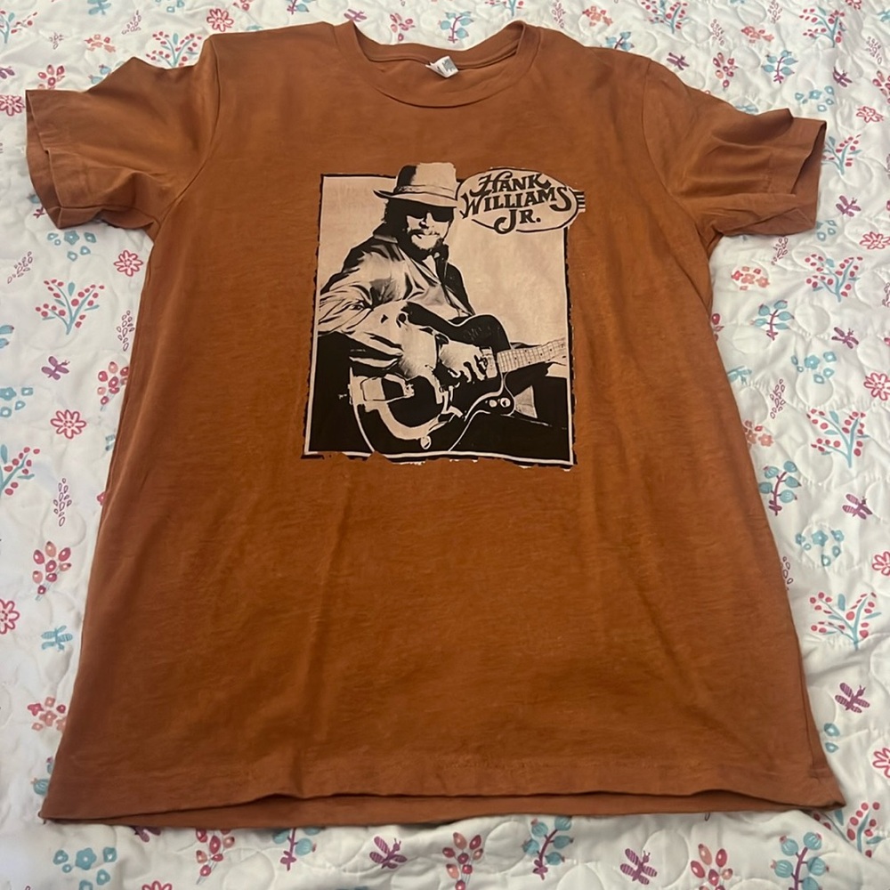 Hank Williams Jr Shirt Med SS Cotton Blend Outlaw Country Concert Tee Orange
